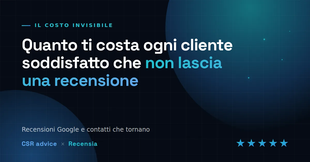 Quanto ti costa ogni cliente soddisfatto che non lascia una recensione